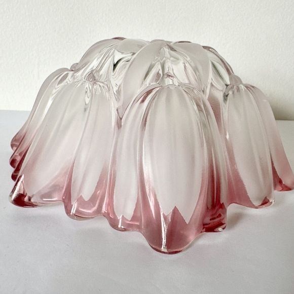 Mikasa Pink & White Crystal tulips Pink Collection 7 inch bowl Decor Glass  - Picture 6 of 14